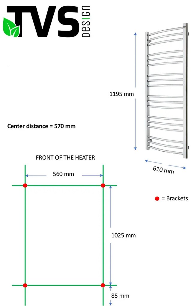 TVS Design Nemo handdoekradiator chroom 360W 119,5x61cm