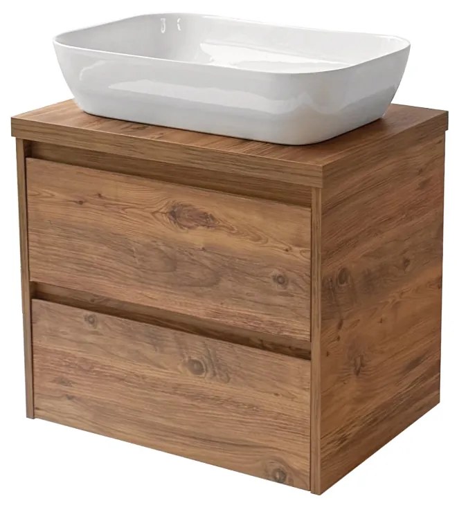Sanicare Avenza badmeubel 65cm arrano oak met witte waskom 60x40cm