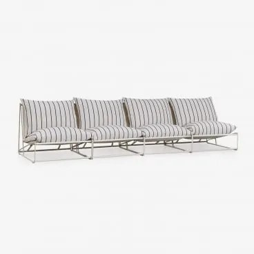Amaro 4-delige Modulaire Tuinbank Tapioca Beige - Marine Blauw - Sklum