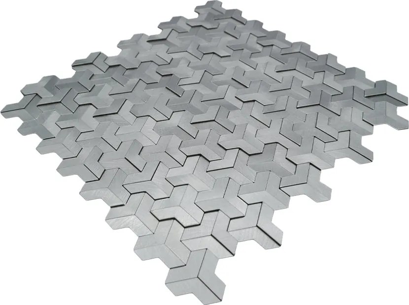 Zelfklevende Mozaïektegels Metaal | Trifold 3D Zilver | 30,3×28 cm | Keuken, Bad & WC