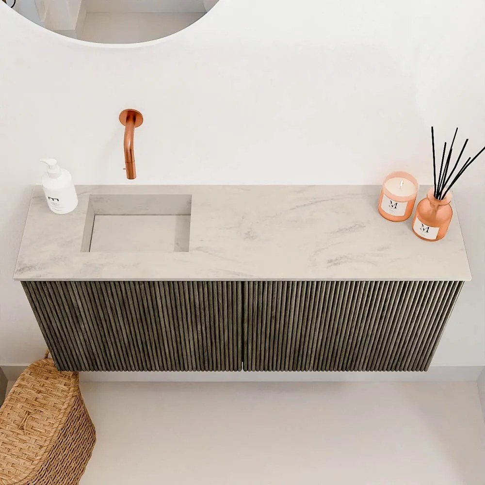 Mondiaz Joya DLux 90cm toiletmeubel shadow met wastafel faye links zonder kraangat opalo
