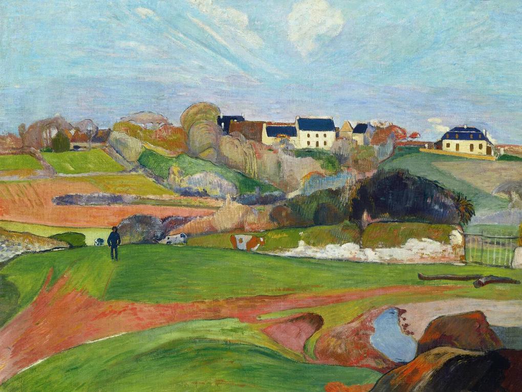 Kunstdruk Landscape at Le Pouldu (Vintage French Countryside) - Paul Gauguin, (40 x 30 cm)