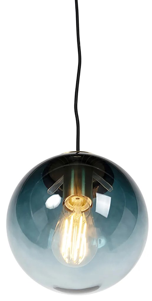 Smart hanglamp messing met oceaanblauw glas 20 cm incl. Wifi ST64 - Pallon