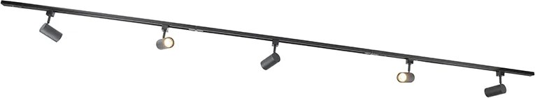 Modern railsysteem met 5 spots zwart 1-fase  - Iconic Jeana