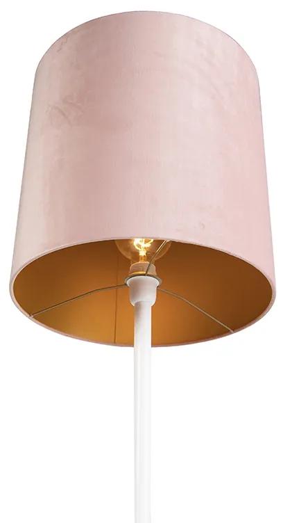 Romantische vloerlamp wit met roze kap 40 cm - Simplo Art Deco, Modern, Retro E27 Binnenverlichting Lamp