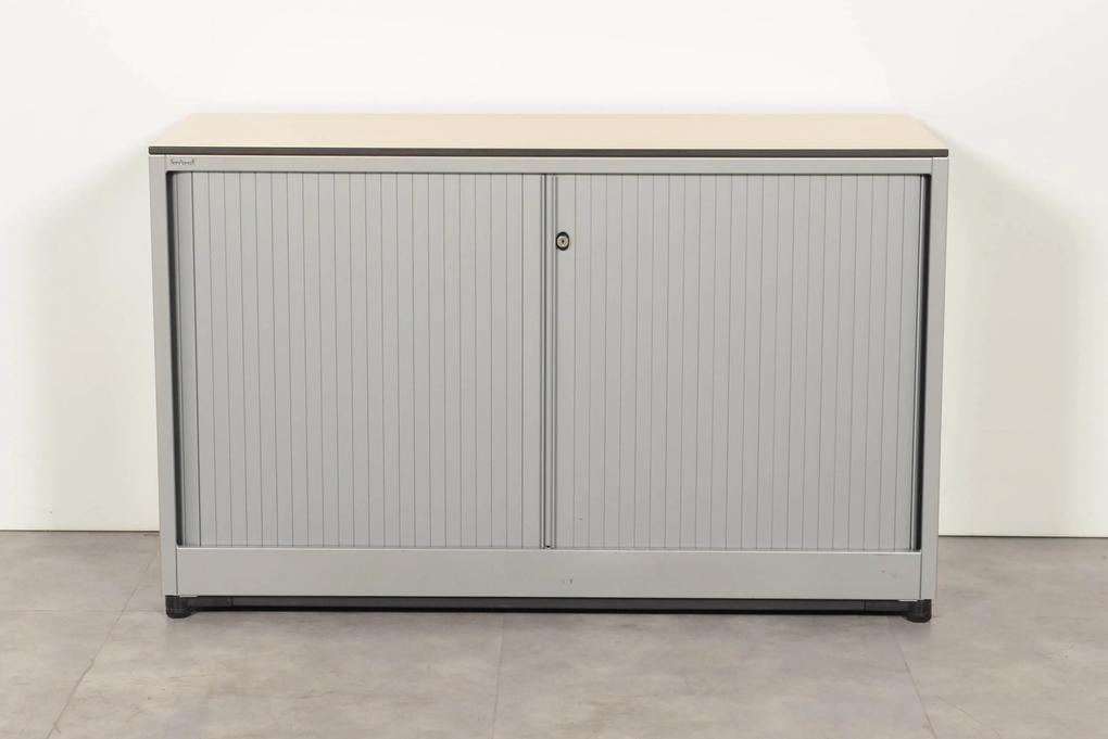 Roldeurkast, aluminium, 74 x 120 cm, incl. 1 legbord, gladde lamel