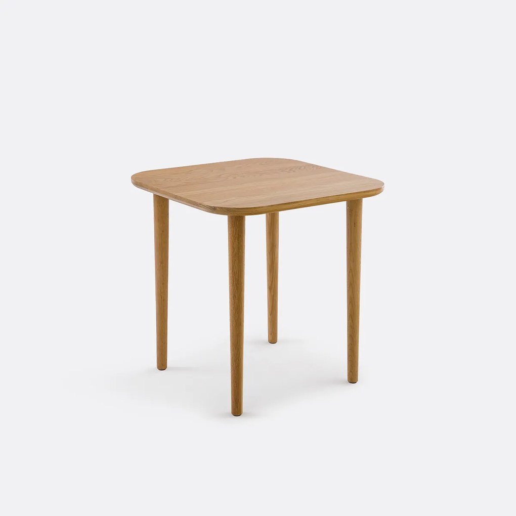Vierkante salontafel in massief eik, B50 cm, Crueso