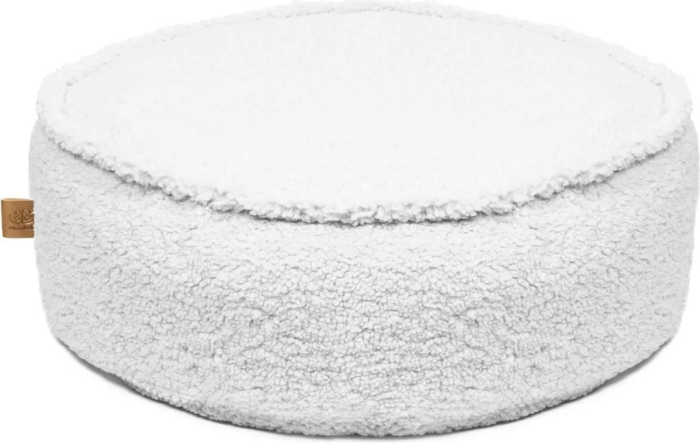 Ronde Kinderpoef Bearly Teddy - Wit