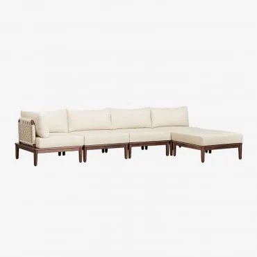 Giulia 4-delige Modulaire Hoekbank En Poef In Acacia Beige – Crème - Sklum