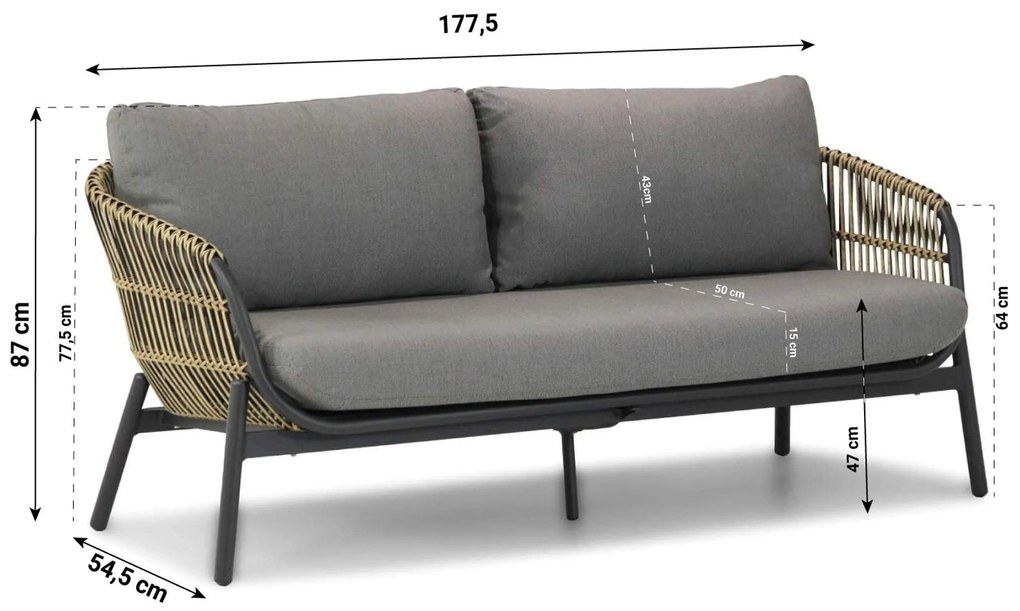 Stoel en Bank Loungeset 5 personen Wicker Taupe Coco Nathan/Pacific