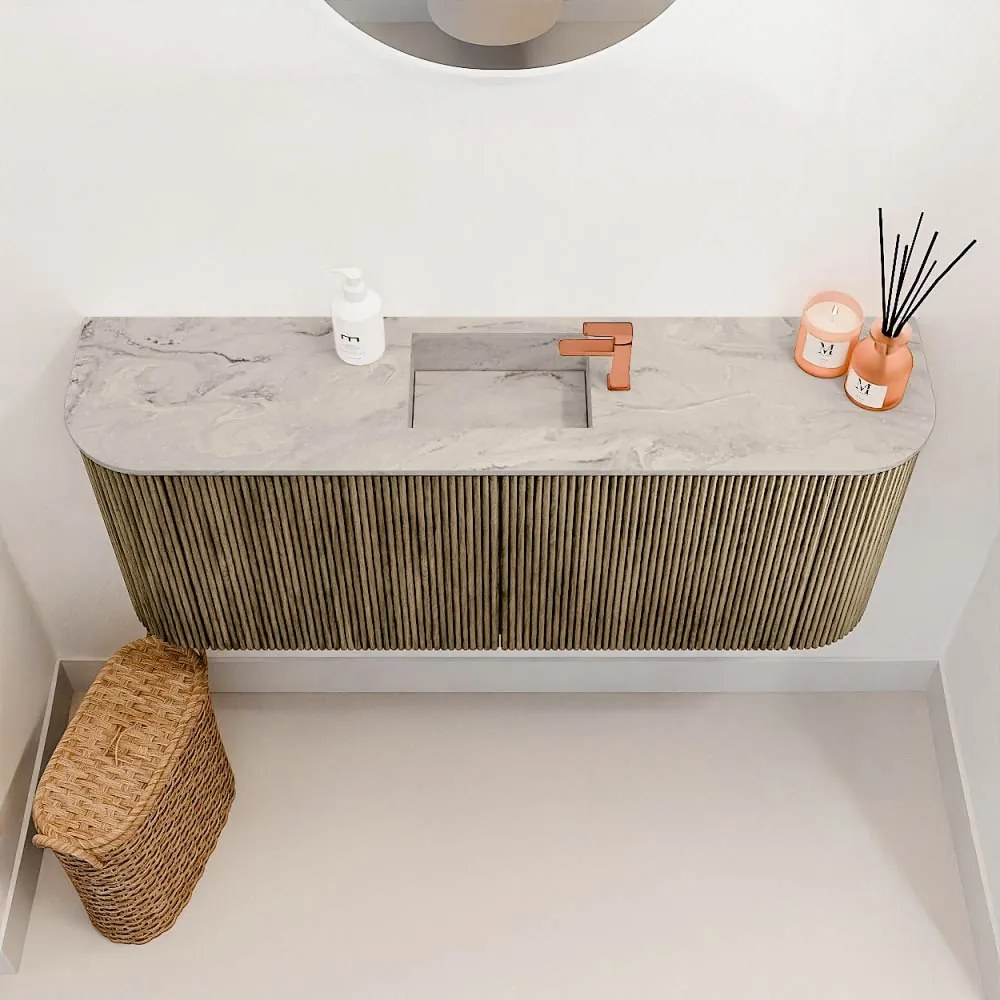 Mondiaz Joya DLux 105cm toiletmeubel ronding links/rechts dusk met wastafel faye midden 1 kraangat glace