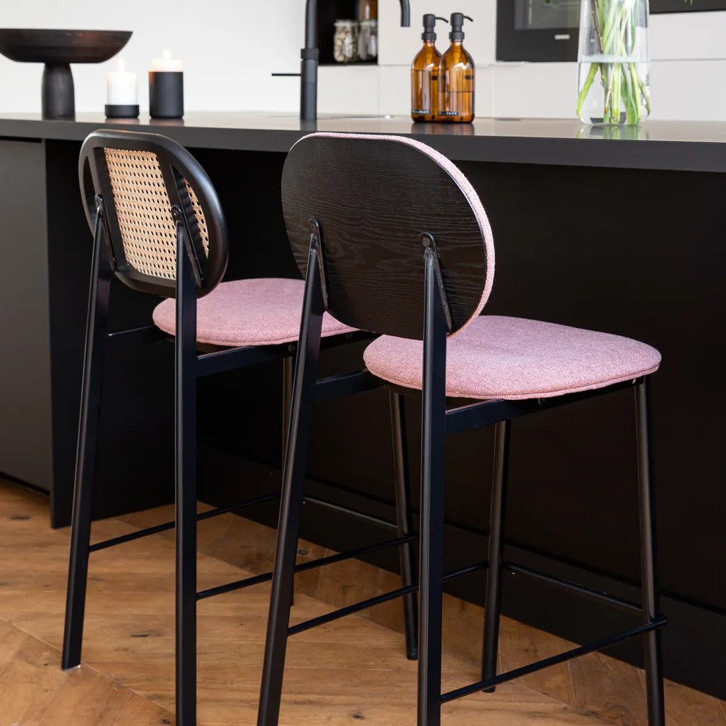 Zuiver Spike Webbing Counter Barkruk Retro Webbing Roze