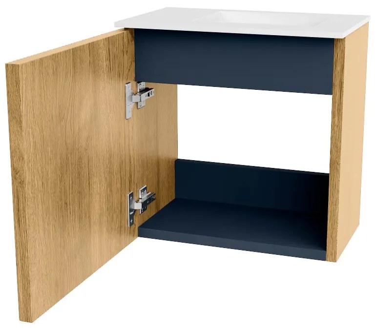 Mondiaz Joya 40cm toiletmeubel oak met wastafel faye rechts zonder kraangat talc