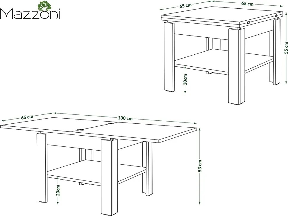 LEO Artisan Eiken / beige - KOFFIETAFEL MET UITKLAPBAAR BLAD