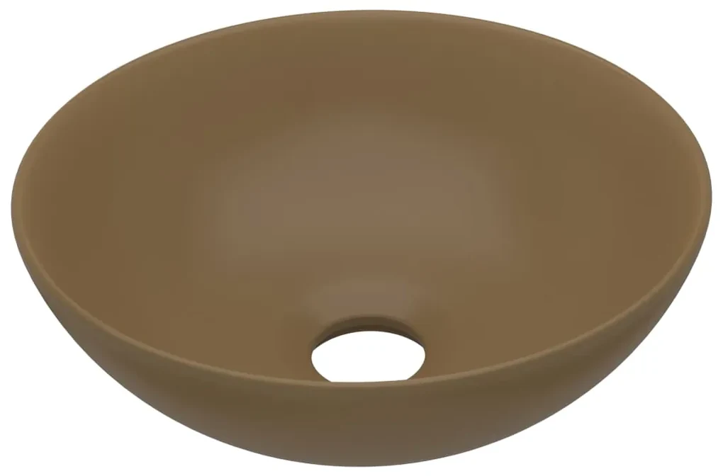 vidaXL Wastafel rond keramiek matcrème