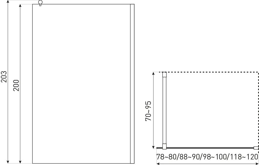 Kerra Alfa inloopdouche 120x203cm chroom