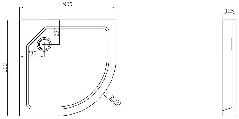 Badstuber Round douchebak kwartrond 90x90x12.5cm