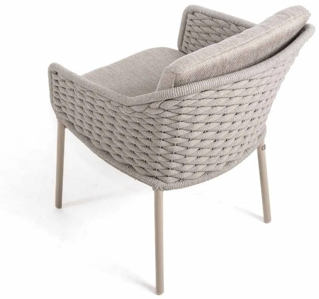 4 Seasons Outdoor Eros tuinset latte met teak Prado tafel Ø 130 cm Tuinset beige weerbestendig