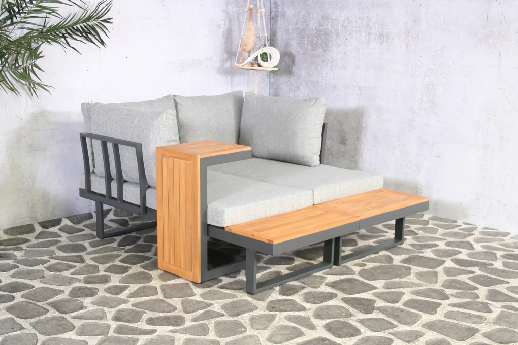 Garden Interiors Hoek Loungeset - Delphi - Acacia - Grijs - Garden Interiors