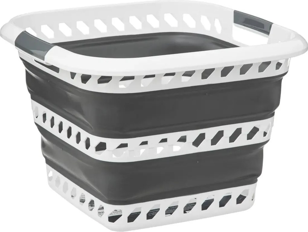 5Five Ruimtebesparende Wasmand Opvouwbaar - Grijs en Wit - 40 Liter