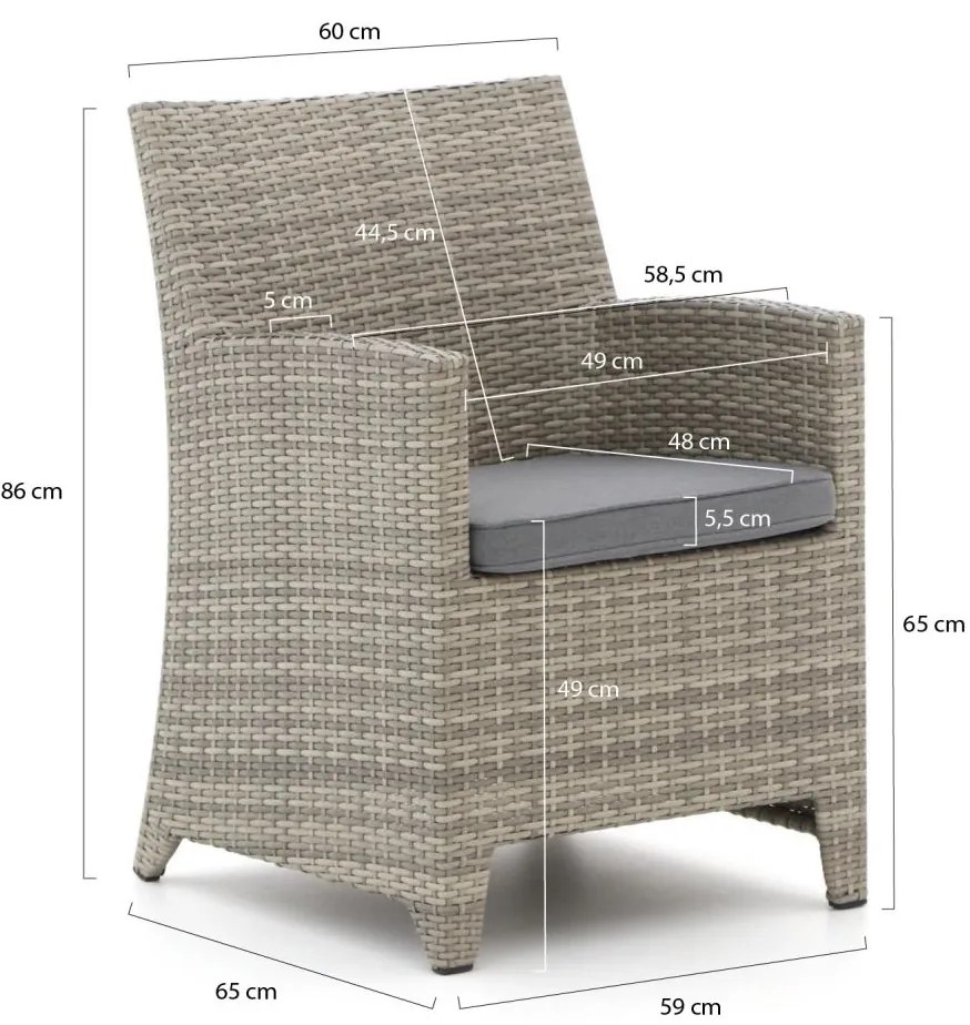 Forza Barolo/ROUGH-S 90cm dining tuinset 3-delig