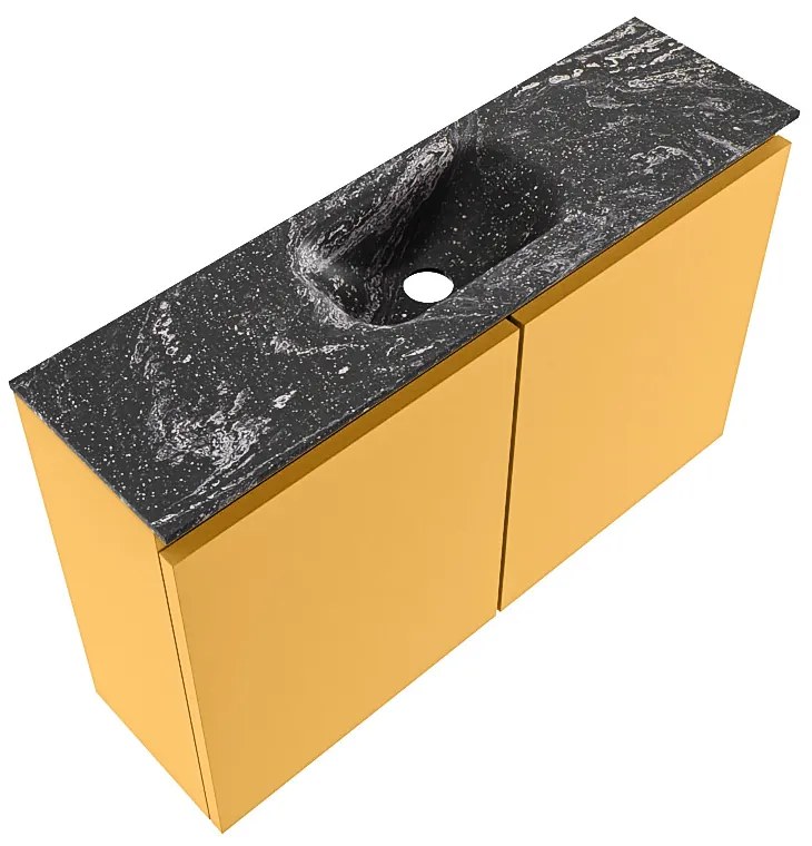 Mondiaz Ture DLux toiletmeubel 80cm ocher met wastafel lava midden zonder kraangat