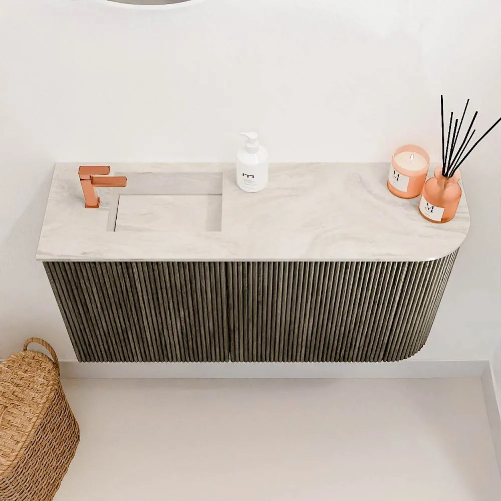 Mondiaz Joya DLux 80cm toiletmeubel ronding rechts shadow met wastafel faye links 1 kraangat ostra