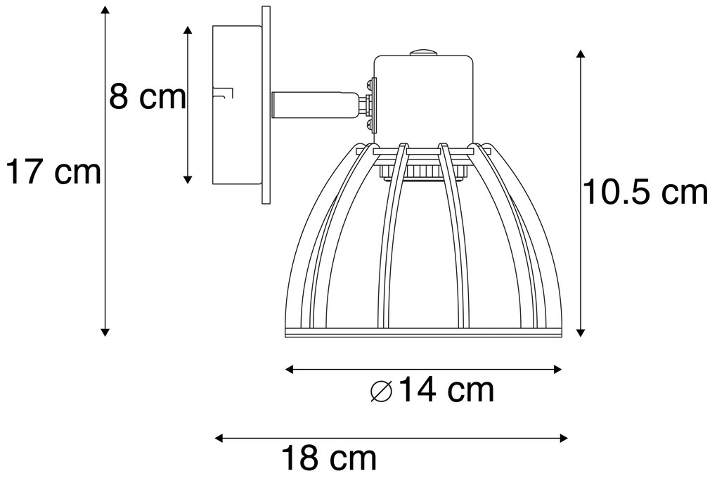 Industriële wandlamp zwart draai- en kantelbaar - Fotu