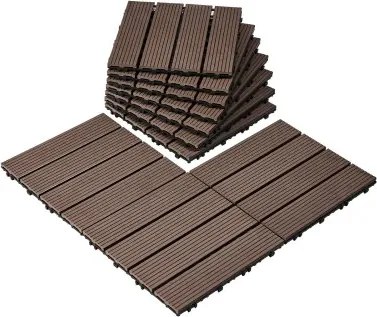 VEVOR Terrastegels, Set van 27, Balkontegels 295 x 295 mm, Kliktegels, Waterdichte kunststof vloerbedekking voor buiten, Terrasvloer voor veranda, zwembad, balkon, Donkerbruin