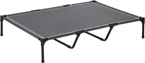 VEVOR Verhoogd hondenbed voor grote honden (tot 60 kg), draagbare verhoogde hondenligstoel met ademend Teslin-gaas, verkoelend hondenbed voor binnen/buiten XL grijs