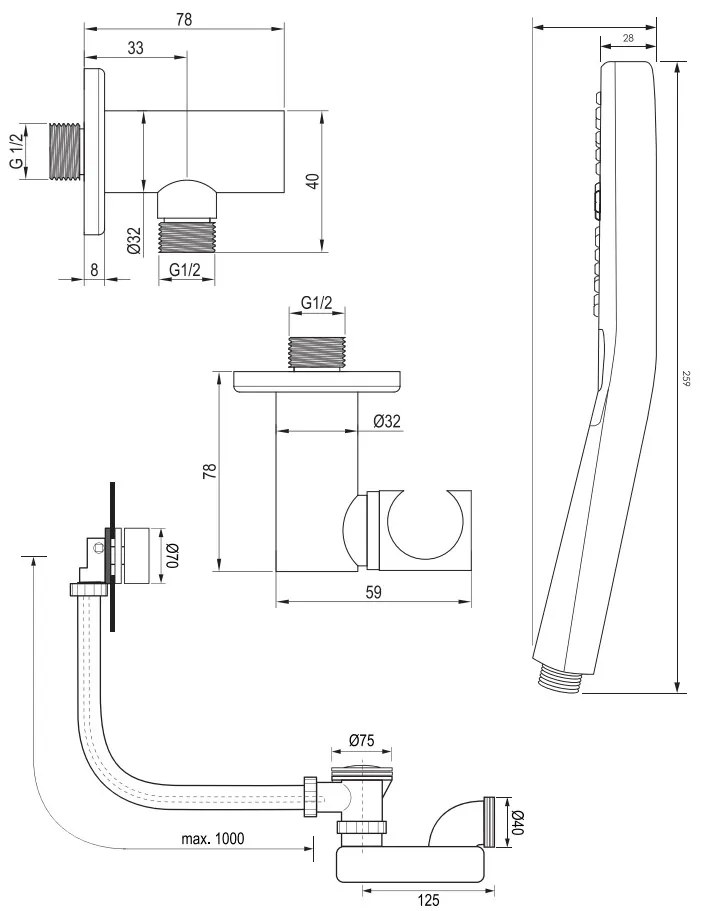 Brauer Chrome Edition thermostatische inbouw badkraan met badvulcombinatie en 3 standen handdouche set 4 chroom