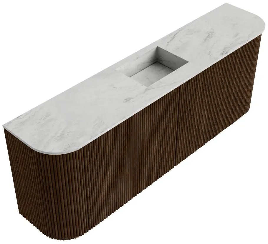 Mondiaz Joya DLux 115cm toiletmeubel ronding links/rechts walnut met wastafel faye midden 1 kraangat opalo