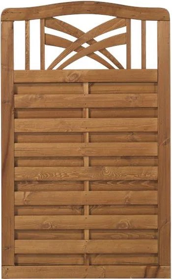 Schutting met doorkijk - Rondo toog teak geverfd (90 x 142/146 cm)