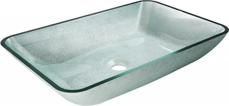Mexen Megan glazen opbouw wasbak 56 x 36 cm, zilver - 24135611