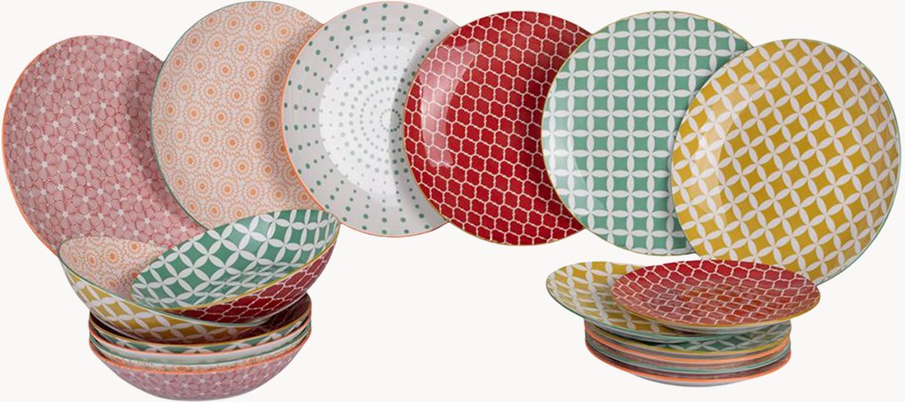 Porseleinen serviesset Confusion In Colors, 6 personen, 18-delig
