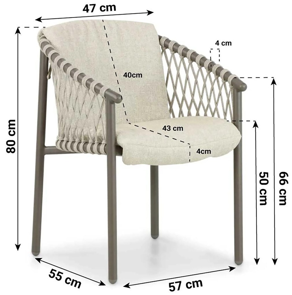 Tuinset 4 personen  Aluminium/rope Taupe 4 Seasons Outdoor Allora/Boston