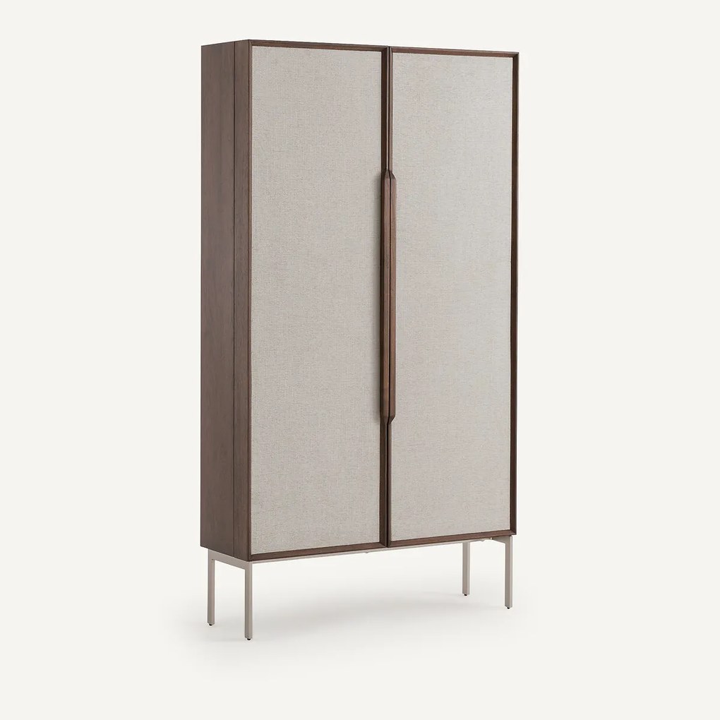 Garderobedesk met walnootfineer en stof met structuur, Omid