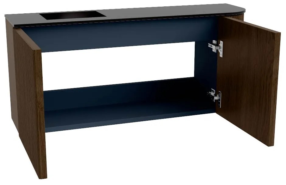 Mondiaz Joya 90cm toiletmeubel ronding rechts walnut met wastafel faye links 1 kraangat urban