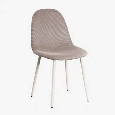Set Van 4 Glamm Eetkamerstoelen Beige – Crème & Corduroy Bruin - Mokka & Pana - Sklum