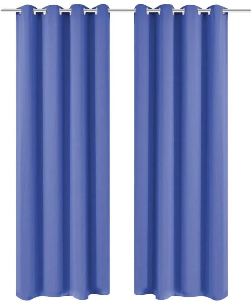 vidaXL Gordijnen met metalen ringen verduisterend 135x245 blauw 2 st