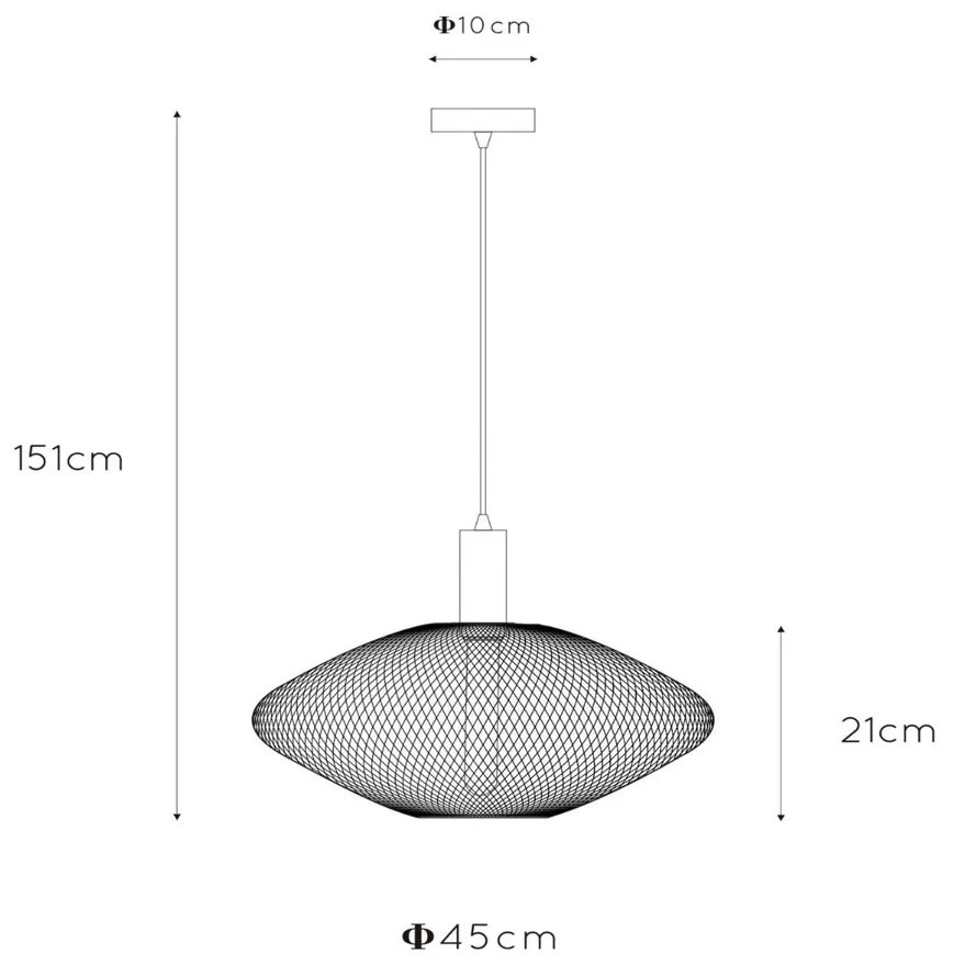 Lucide Mesh hanglamp 45cm 1x E27 zwart