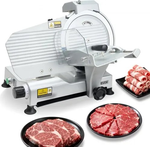 VEVOR Universele Vleessnijmachine 320 W Elektrische Snijmachine met 25 cm Mes, Vleessnijmachine met instelbare dikte van 0-10 mm, voor Diepvriesvlees, Ham, Biefstuk
