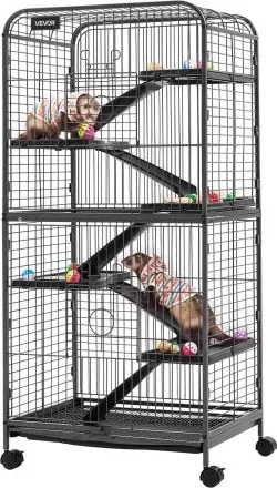 VEVOR Kleine Dierenkooi Frettenkooi Kleine Dierenverblijf 635x435x1330 mm, Fretten Chinchilla's Vliegende Eekhoorns Kleine Katten & Konijnen 6 Verdiepingen 25,4 mm Draadafstand Vergrendelbare Zwenkwielen