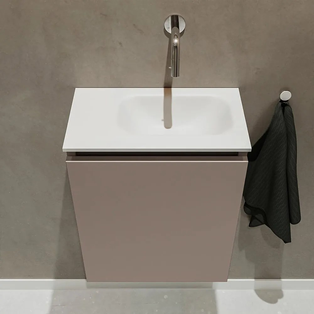 Mondiaz Ture 40cm toiletmeubel smoke met wastafel talc rechts geen kraangat