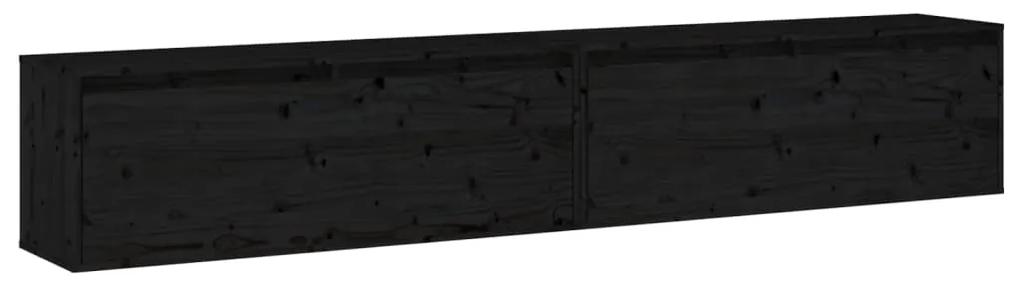 vidaXL Wandkasten 2 st 100x30x35 cm massief grenenhout zwart