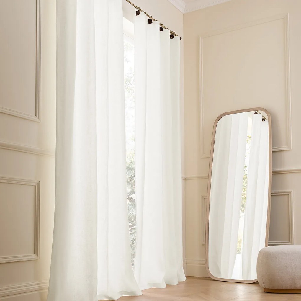 Gordijn in gewassen gevoerd linnen met ringen, Private