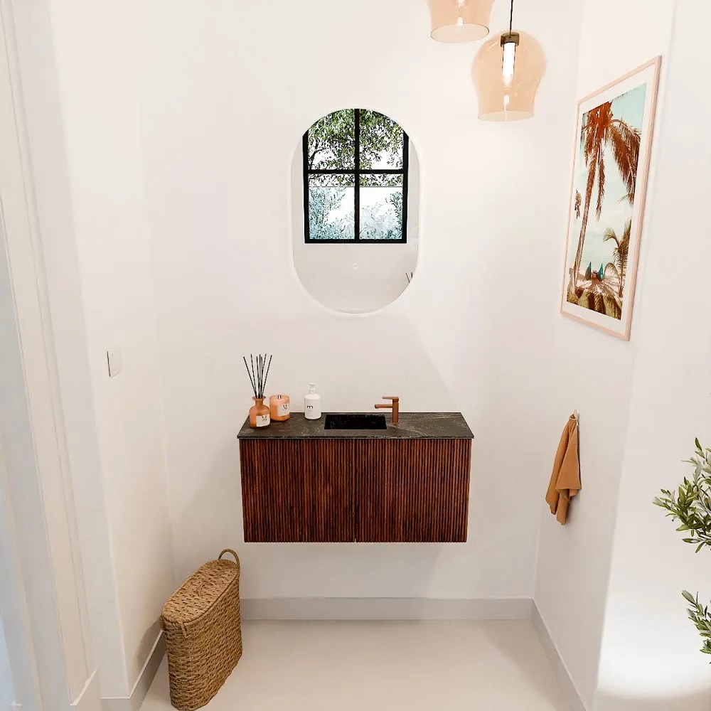 Mondiaz Joya DLux 80cm toiletmeubel ruby met wastafel faye midden 1 kraangat lava