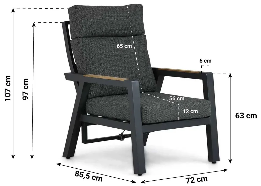 Stoel en Bank Loungeset 5 personen Aluminium/teak Grijs Lifestyle Garden Furniture Marseille