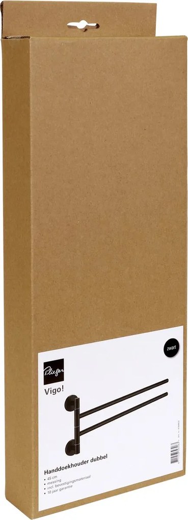 Plieger Vigo handdoekhouder 2 armig 45cm mat zwart