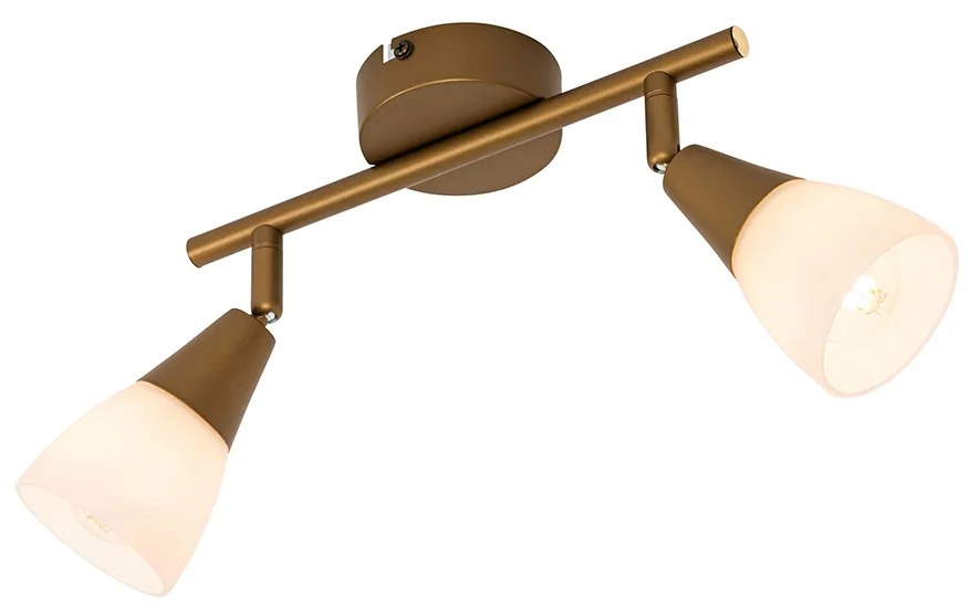 Klassieke plafondspot goud met mat glas 2-lichts - Madi